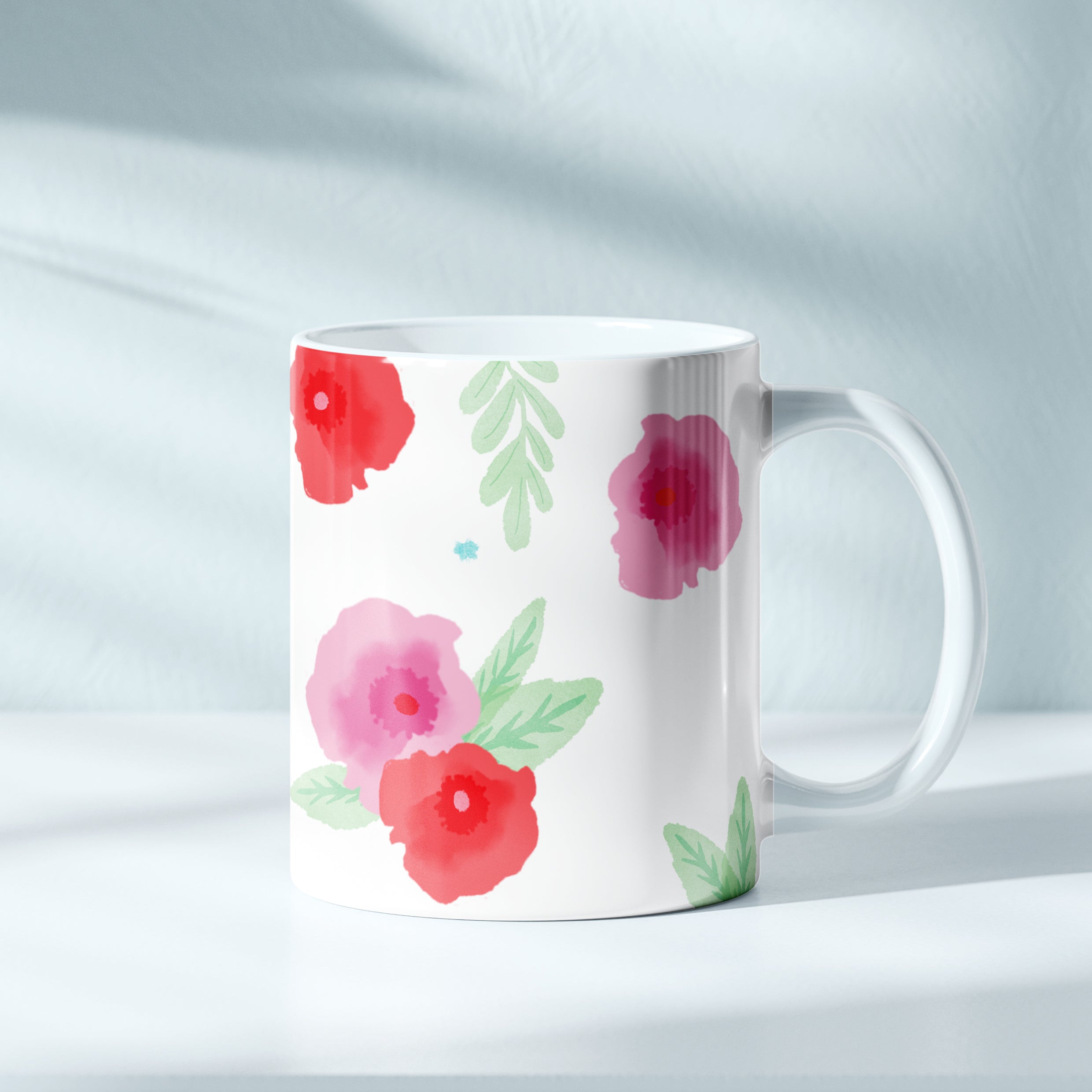 MUG FLEURI ROSE ET ROUGE (33CL)