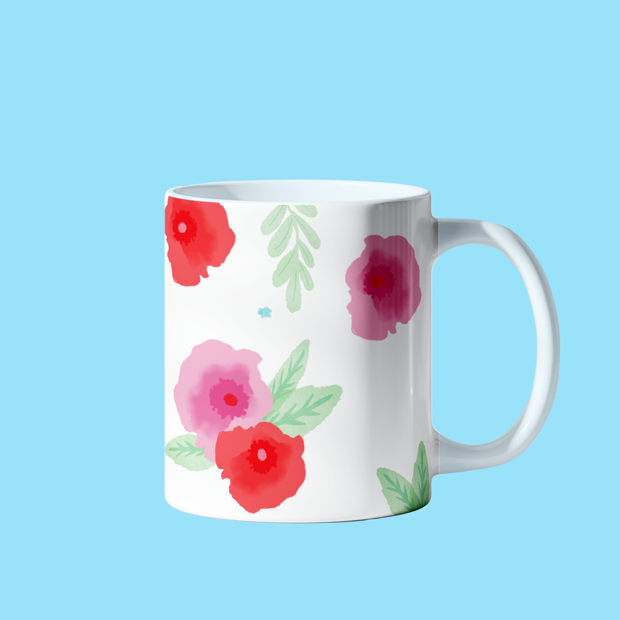 MUG FLEURI ROSE ET ROUGE (33CL)