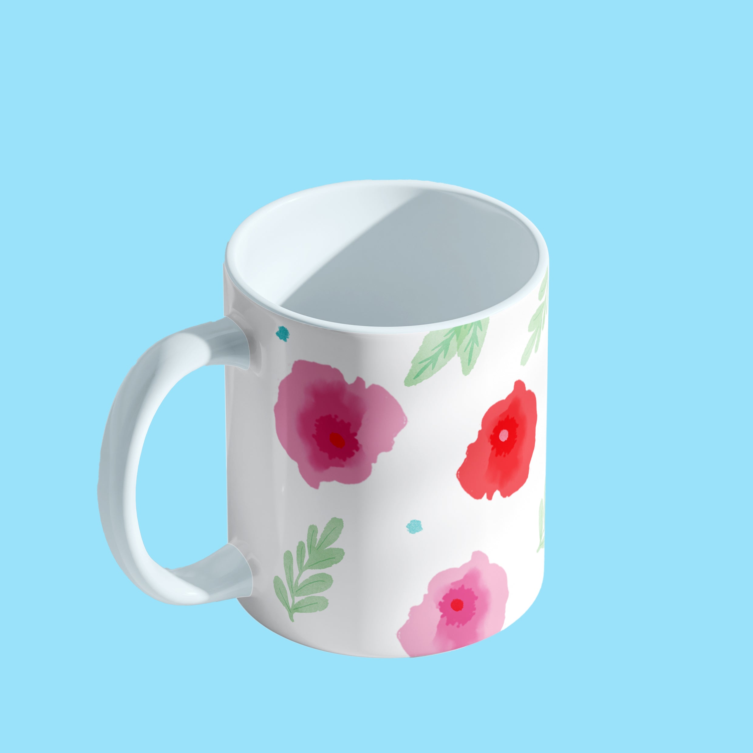 MUG FLEURI ROSE ET ROUGE (33CL)