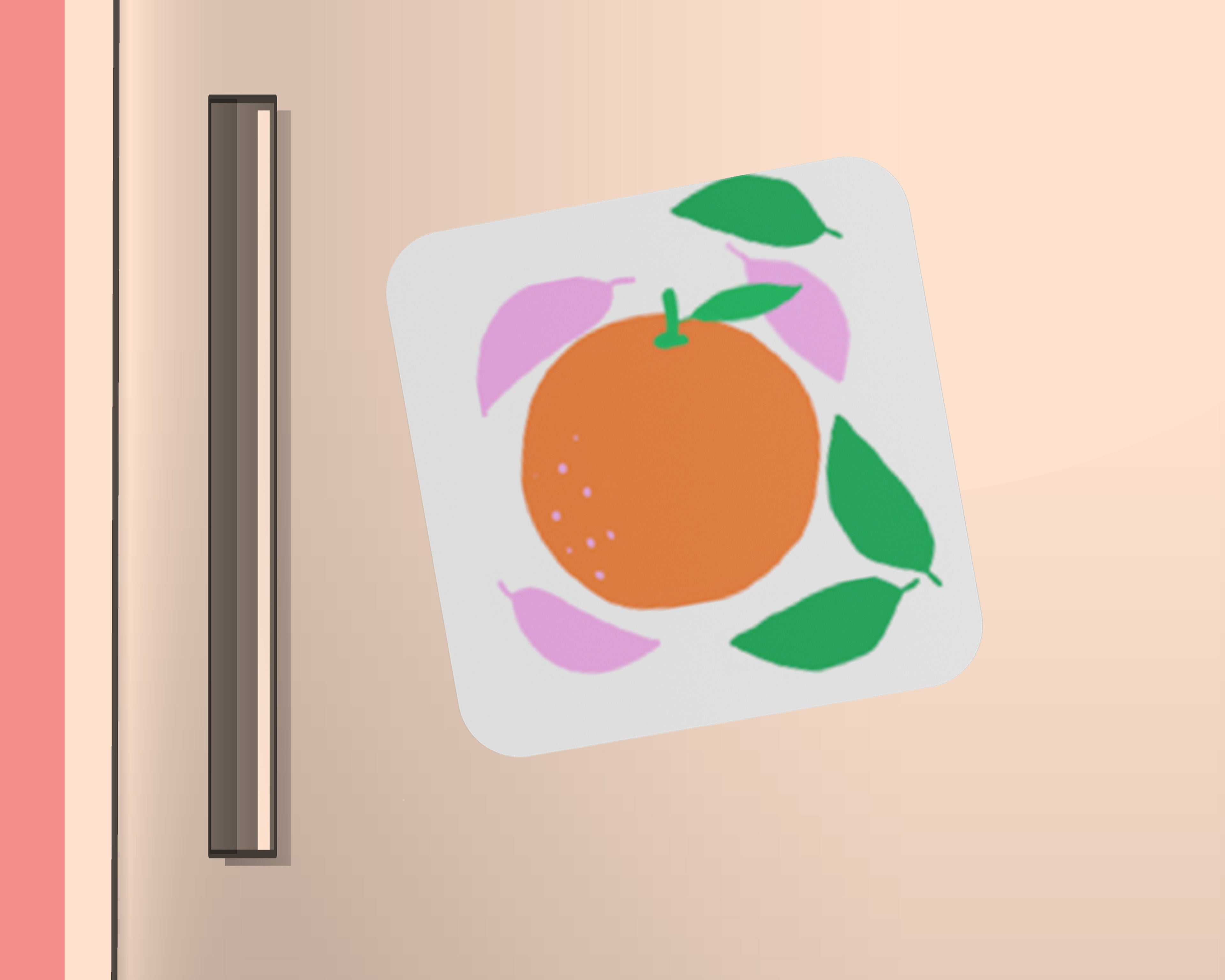 MAGNET ORANGE ET FEUILLES