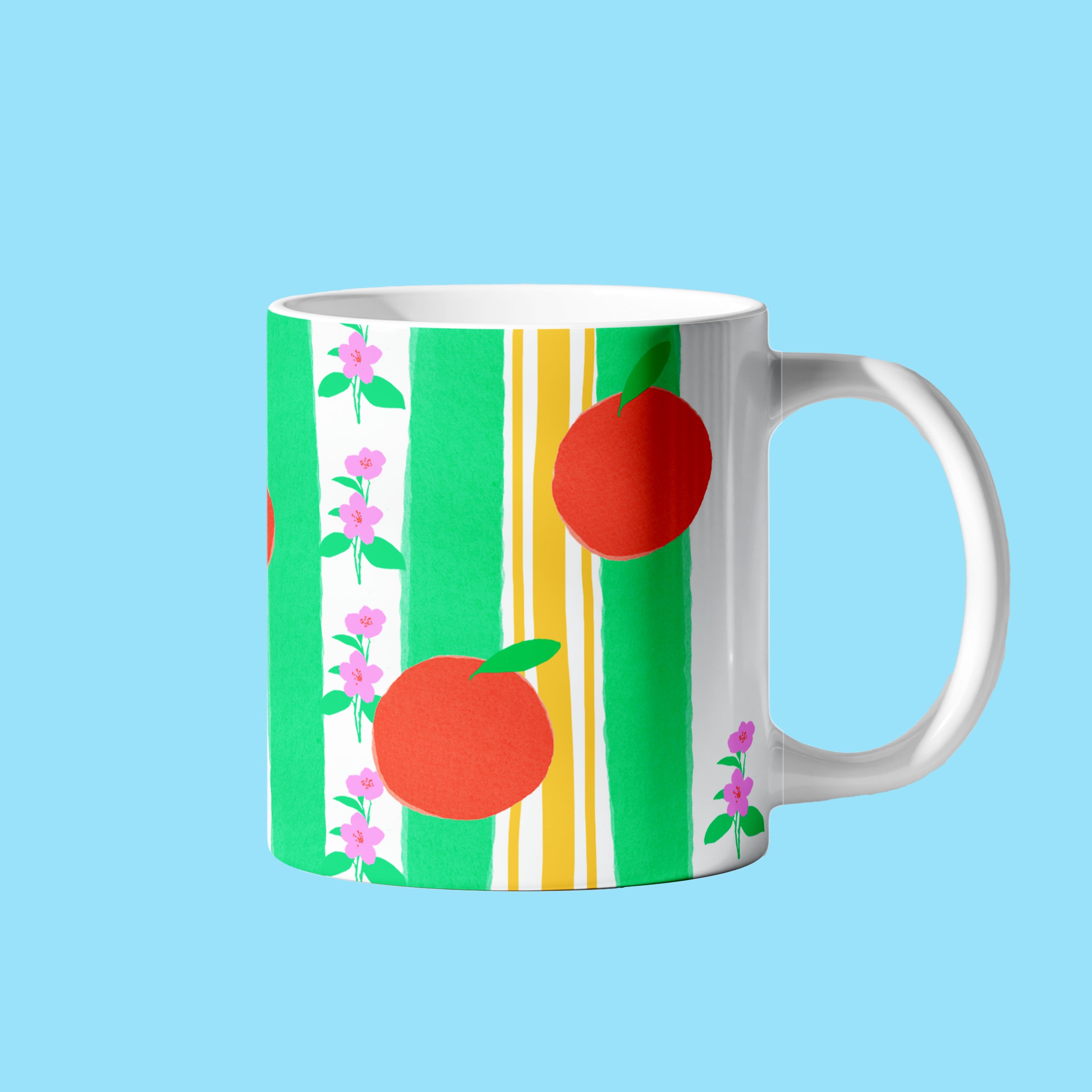 MUG ORANGE RAYURES VERT/JAUNE (20CL)