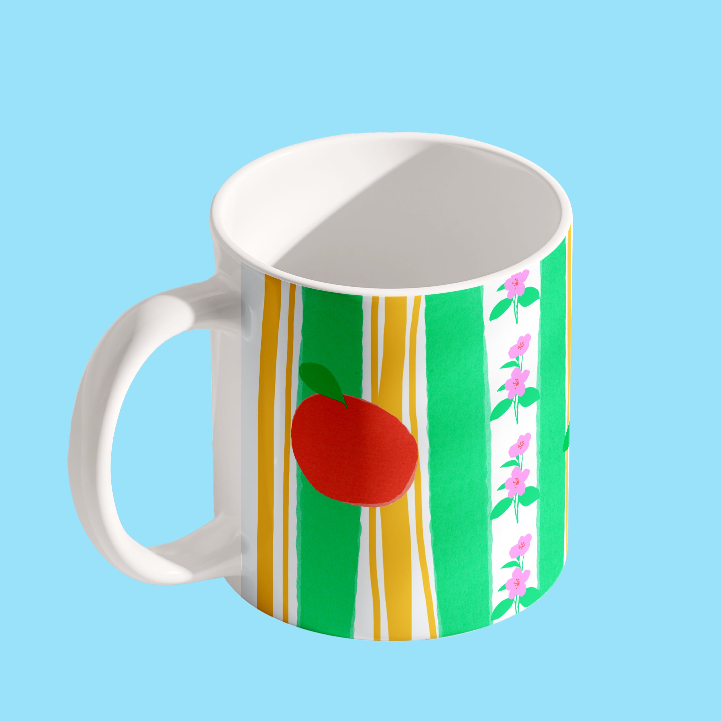 MUG ORANGE RAYURES VERT/JAUNE (20CL)