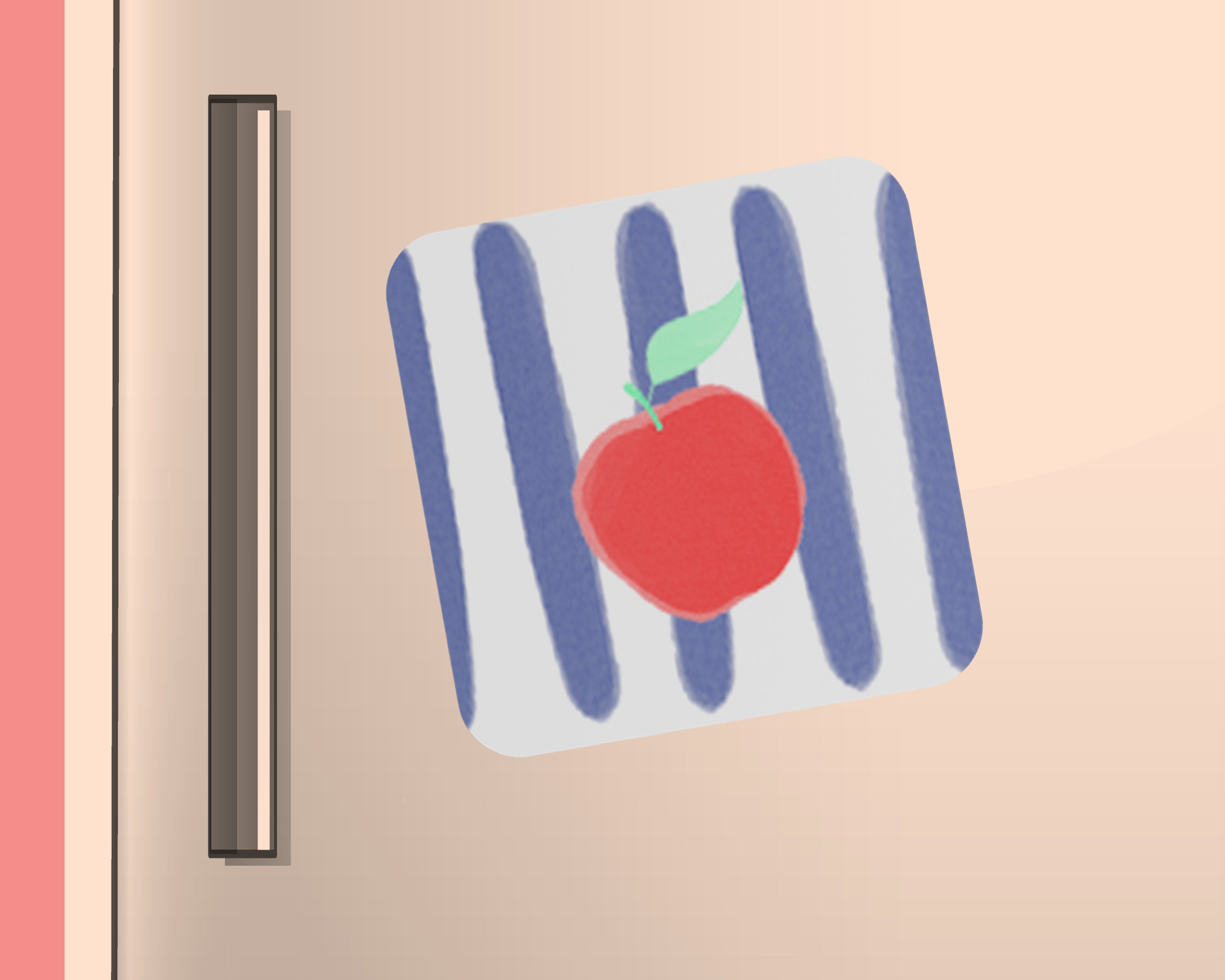 MAGNET POMME RAYURES BLEUES